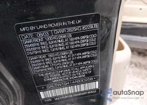 2004 Land Rover Discovery Se z USA, uszkodzony, nr VIN SALTW19414A830258